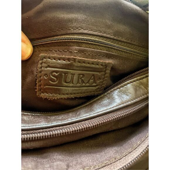 Vintage Sura Boho Chocolate Brown Leather Shoulder Bag - Picture 6 of 11